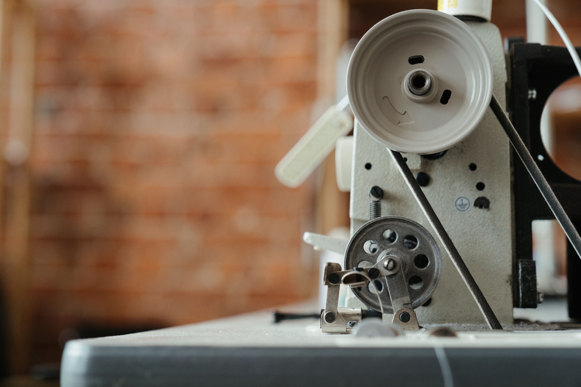 Industrial sewing machine in a garment factory
